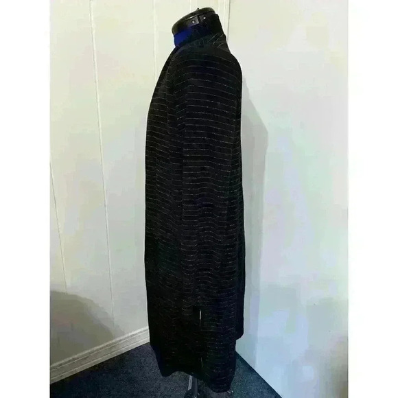 J Jill Black Metallic stripe Spandex Open Cardigan Size Medium Lagenlook Stretch - Picture 2 of 8